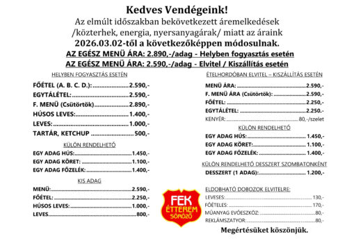 Új Áraink 2026.03.02-től